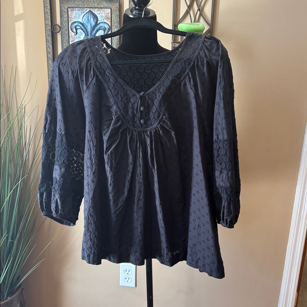 Torrid Black Lace Detail Blouse